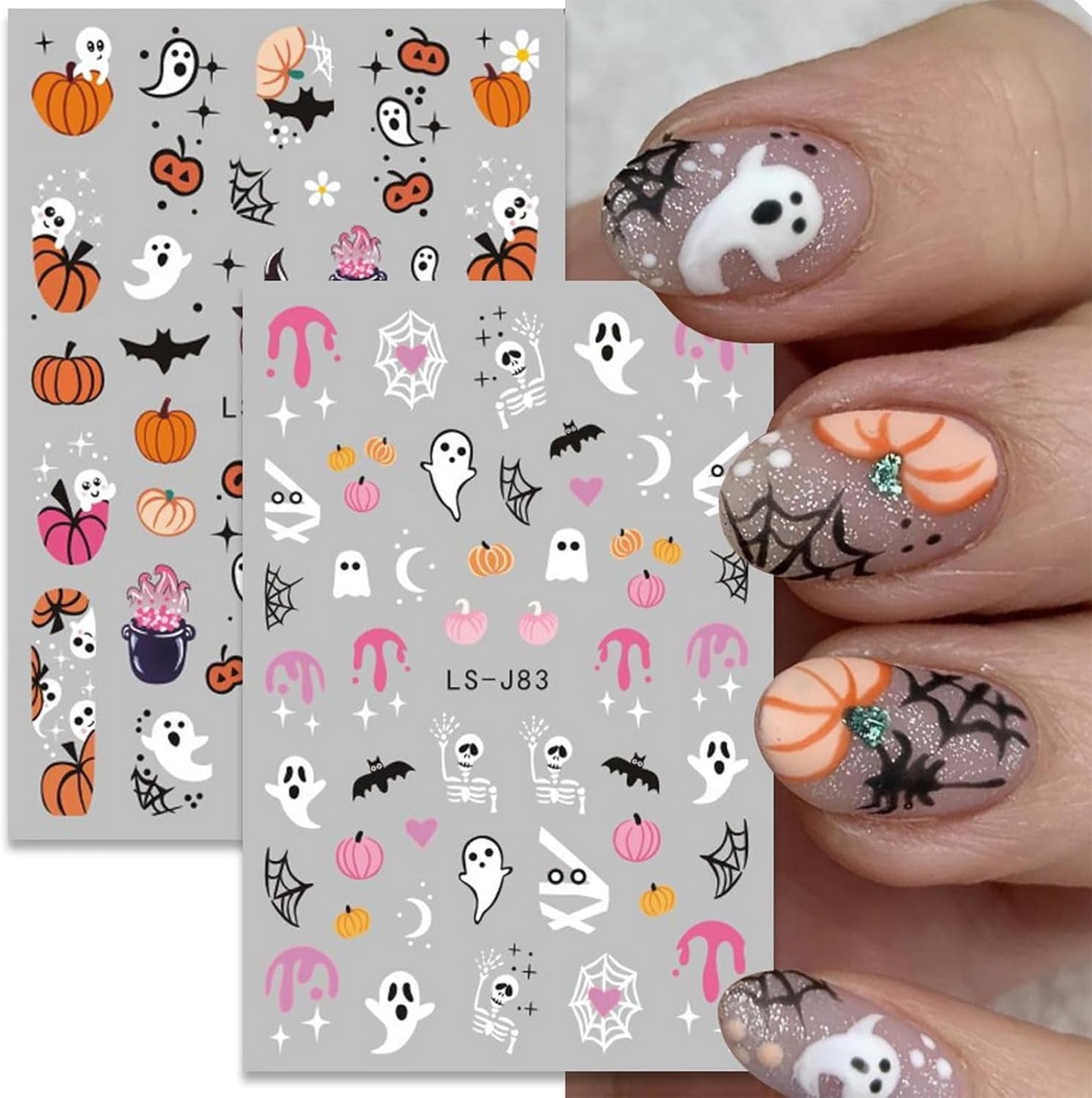 Nagelsticker Halloween, 8 Blätter Halloween Nagelsticker, Kürbis naklejka na paznokcie, zdobienia paznokci, Nagel Charms, Nagel Zubehör, Nageldesign, Boże Narodzenie (typ A)