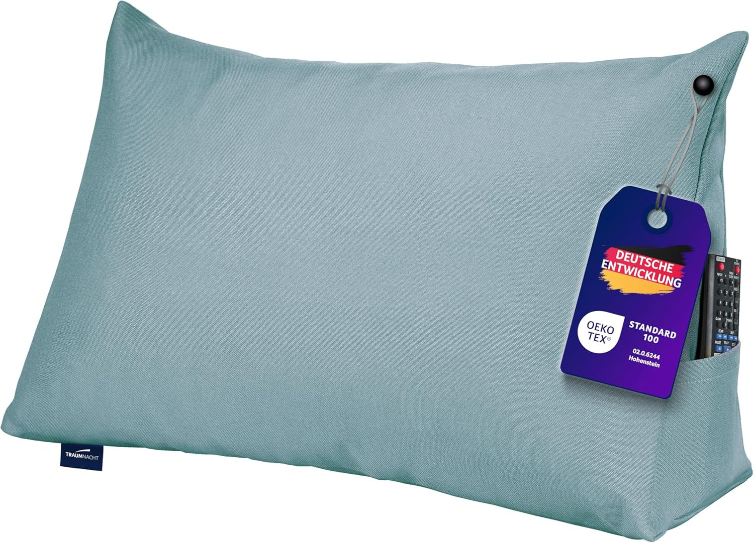 Poduszka Traumnacht Cozy Back, poduszka do czytania, 70 x 40 cm beżowa, zdejmowany i nadający się do prania poszewka wykonana w 100% z poliestru, praktyczna kieszeń boczna, certyfikat Oeko-Tex, wyprodukowana zgodnie z niemieckimi standardami jakości
