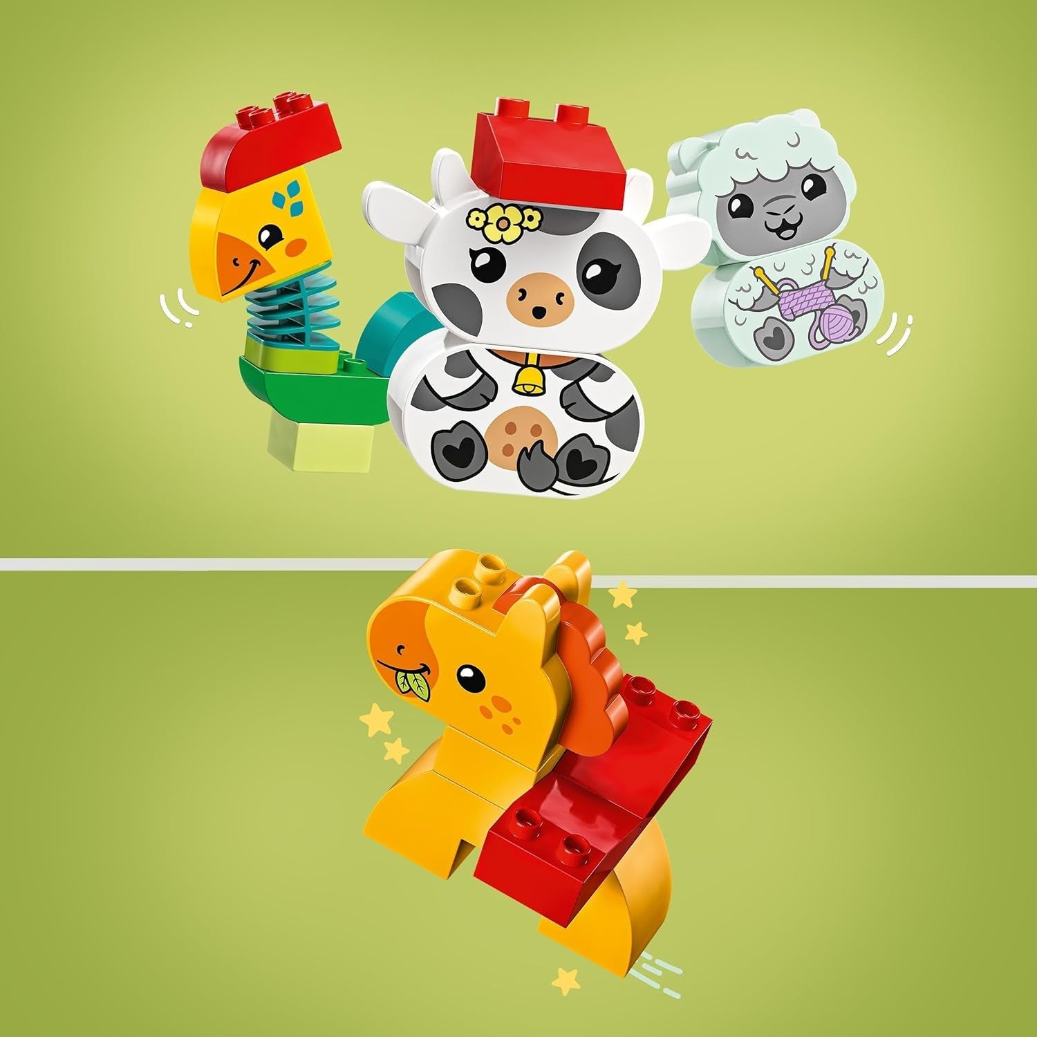 LEGO DUPLO Pociąg ze zwierzętami, zabawkowy pociąg z kołami, kreatywne budowanie i przebudowywanie figurek zwierząt, zabawka edukacyjna dla małych dzieci, prezent urodzinowy dla miłośników zwierząt dziewcząt i chłopców w wieku 1,5 roku 10412 Zestawy do budowania Besuche den LEGO-Store