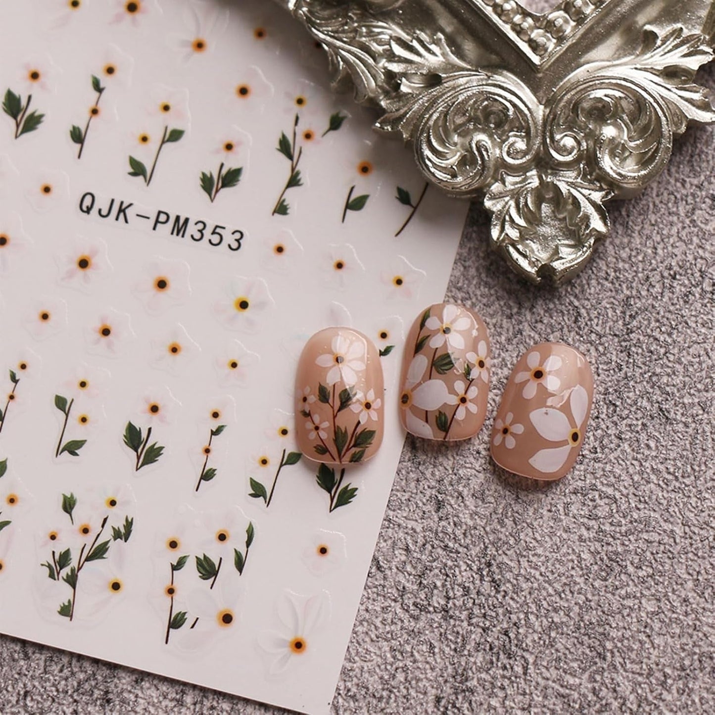 JMEOWIO Nagelsticker Bunte Blumen 9 Blatt Nail Art Naklejka Selbstklebend Nagelaufkleber Frühling Sommer Blumen Dekoration Nageldesign Zubehör