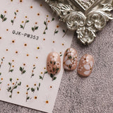 JMEOWIO Nagelsticker Bunte Blumen 9 Blatt Nail Art Naklejka Selbstklebend Nagelaufkleber Frühling Sommer Blumen Dekoration Nageldesign Zubehör