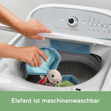 Fisher-Price Giant Ear Elephant - Urocza miękka pluszowa zabawka z bardzo dużymi uszami, wykonana w 90% z plastiku pochodzącego z recyklingu i z opakowania z certyfikatem FSC, dla dzieci od 3 miesiąca życia, HKD63 Bebe Toys Naty Shop