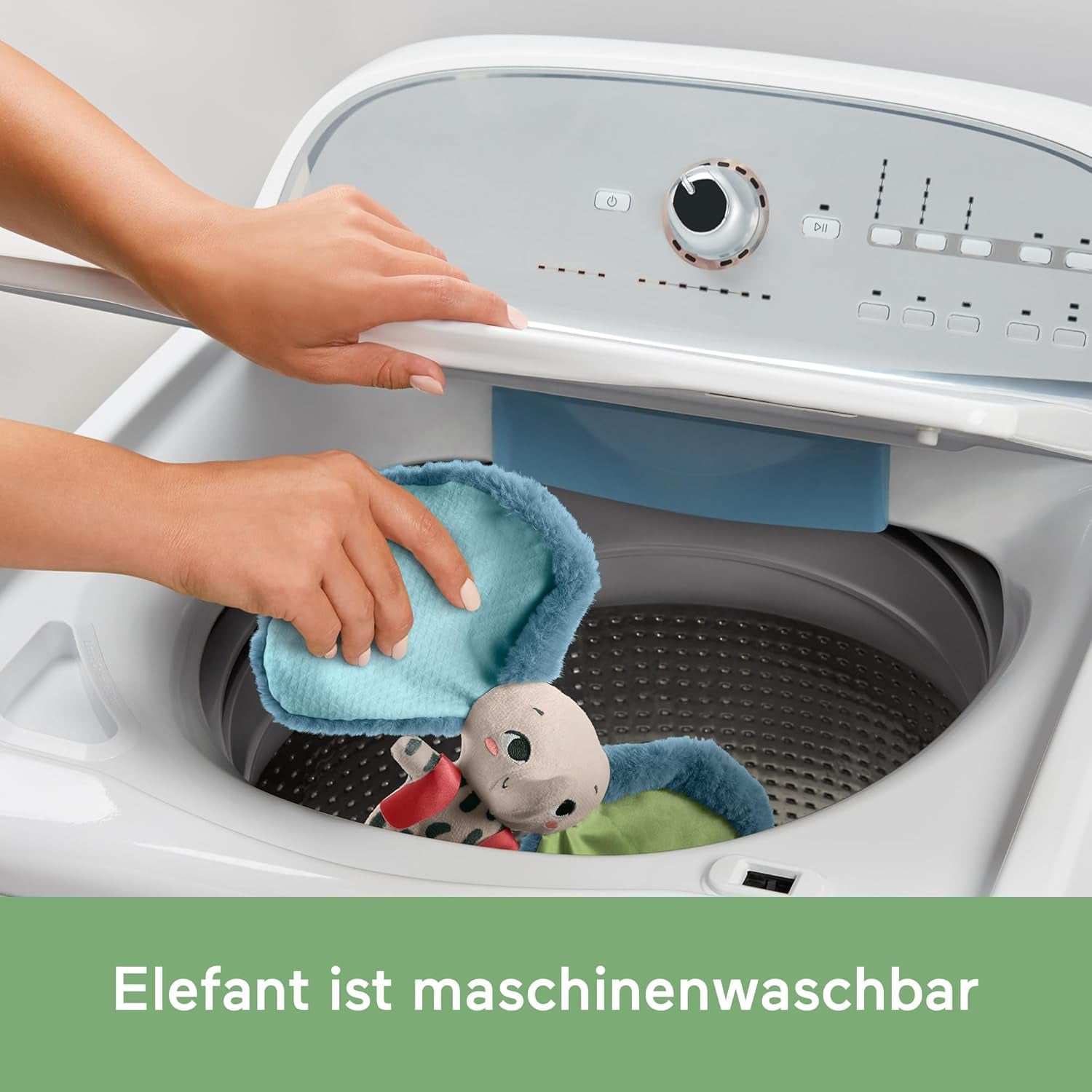 Fisher-Price Giant Ear Elephant - Urocza miękka pluszowa zabawka z bardzo dużymi uszami, wykonana w 90% z plastiku pochodzącego z recyklingu i z opakowania z certyfikatem FSC, dla dzieci od 3 miesiąca życia, HKD63 Bebe Toys Naty Shop