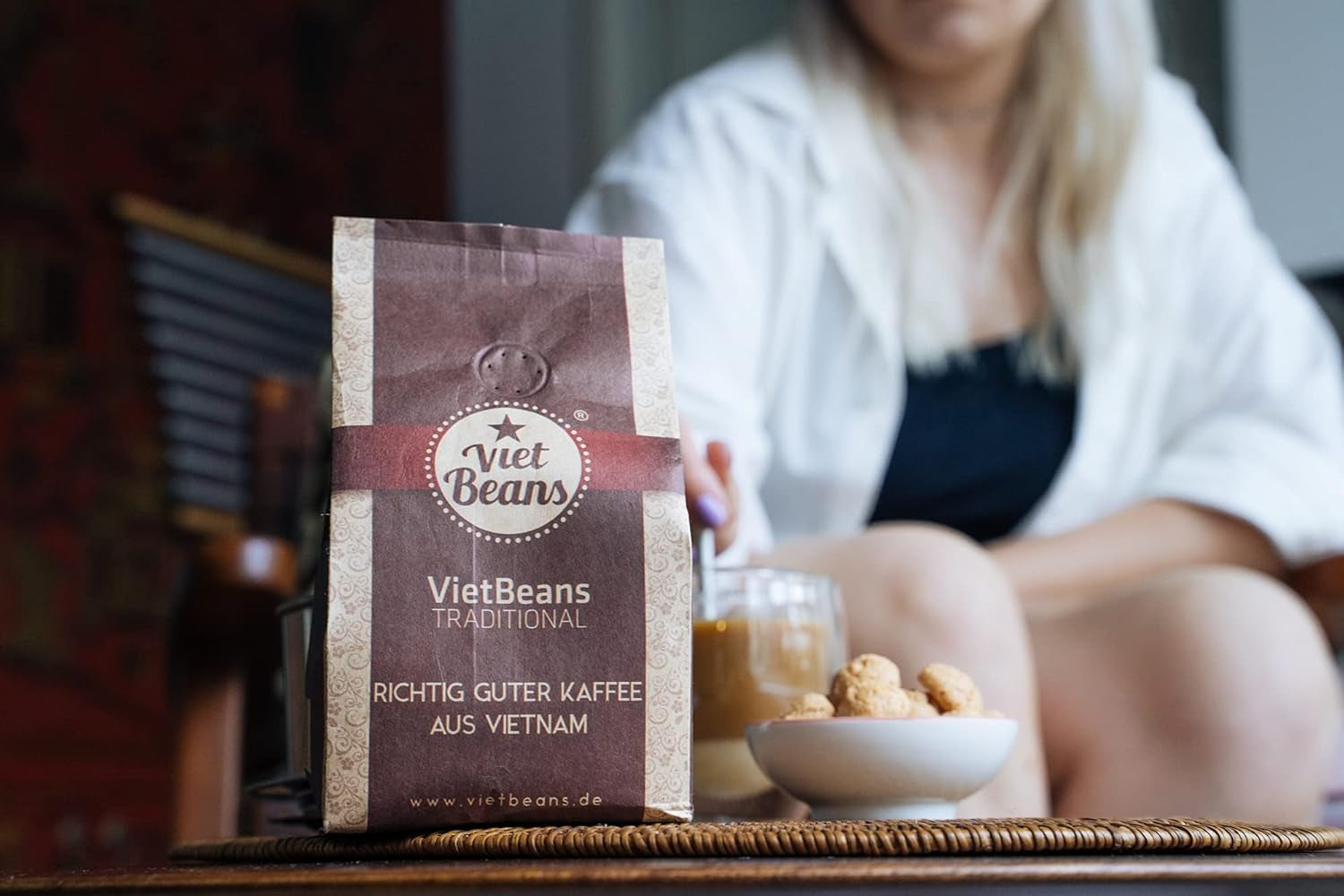 VietBeans Tradycyjne – Ganze Kaffeebohnen – Traditionelle Trommelröstung - Hochwertiger vietnamesischer Kaffee – Geeignet für Fullyautomaten - 250g