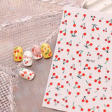 JMEOWIO Nagelsticker Kirschfrucht 6 Blatt Nail Art Naklejka Selbstklebend Nagelaufkleber Dekoration Nageldesign Zubehör