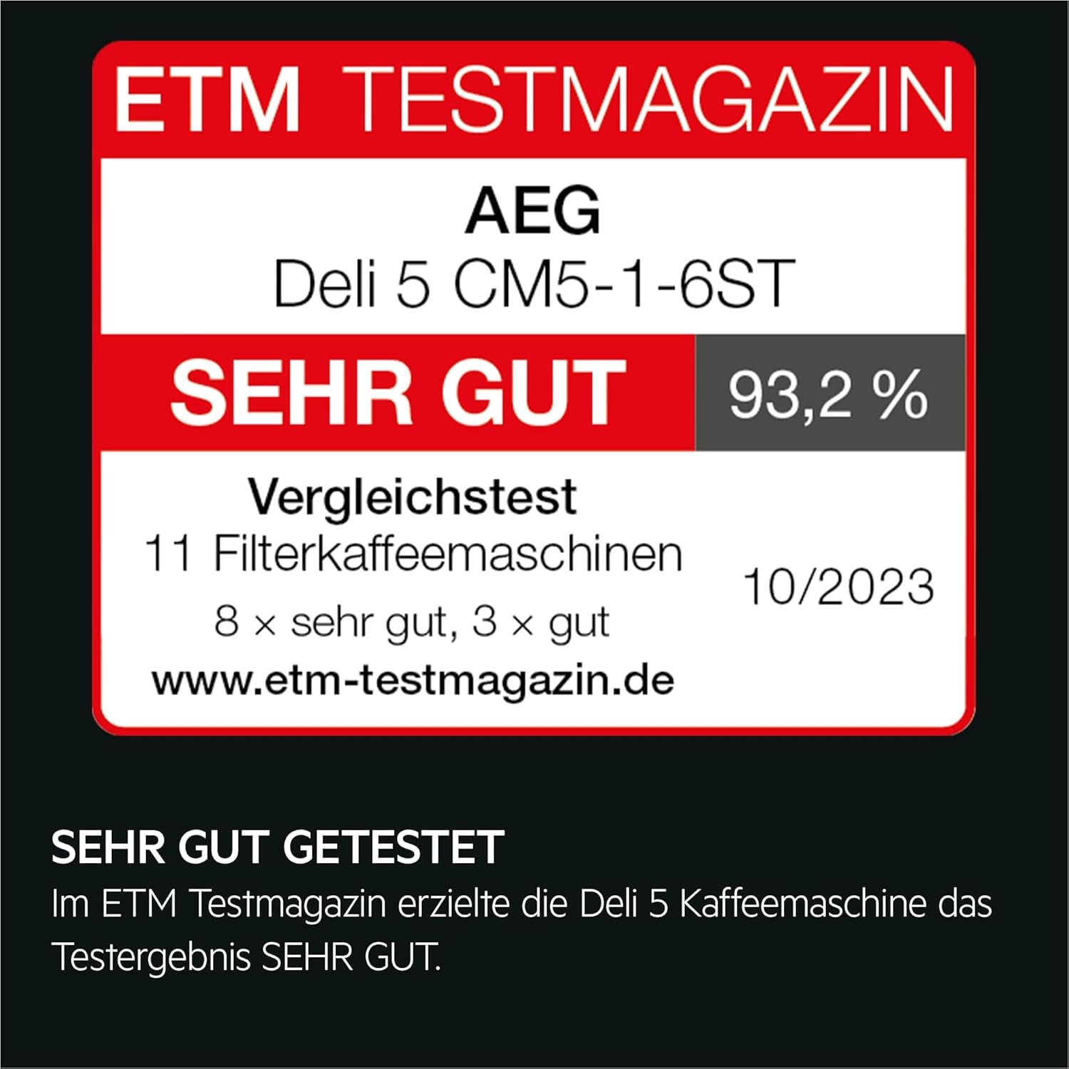 Ekspres AEG Deli 5, 1,5 l, programowalny timer, funkcja utrzymywania ciepła, wyłącznik bezpieczeństwa, wskaźnik poziomu wody, optymalne dozowanie, funkcja zapobiegająca kapaniu, stal nierdzewna, CM5-1-6ST