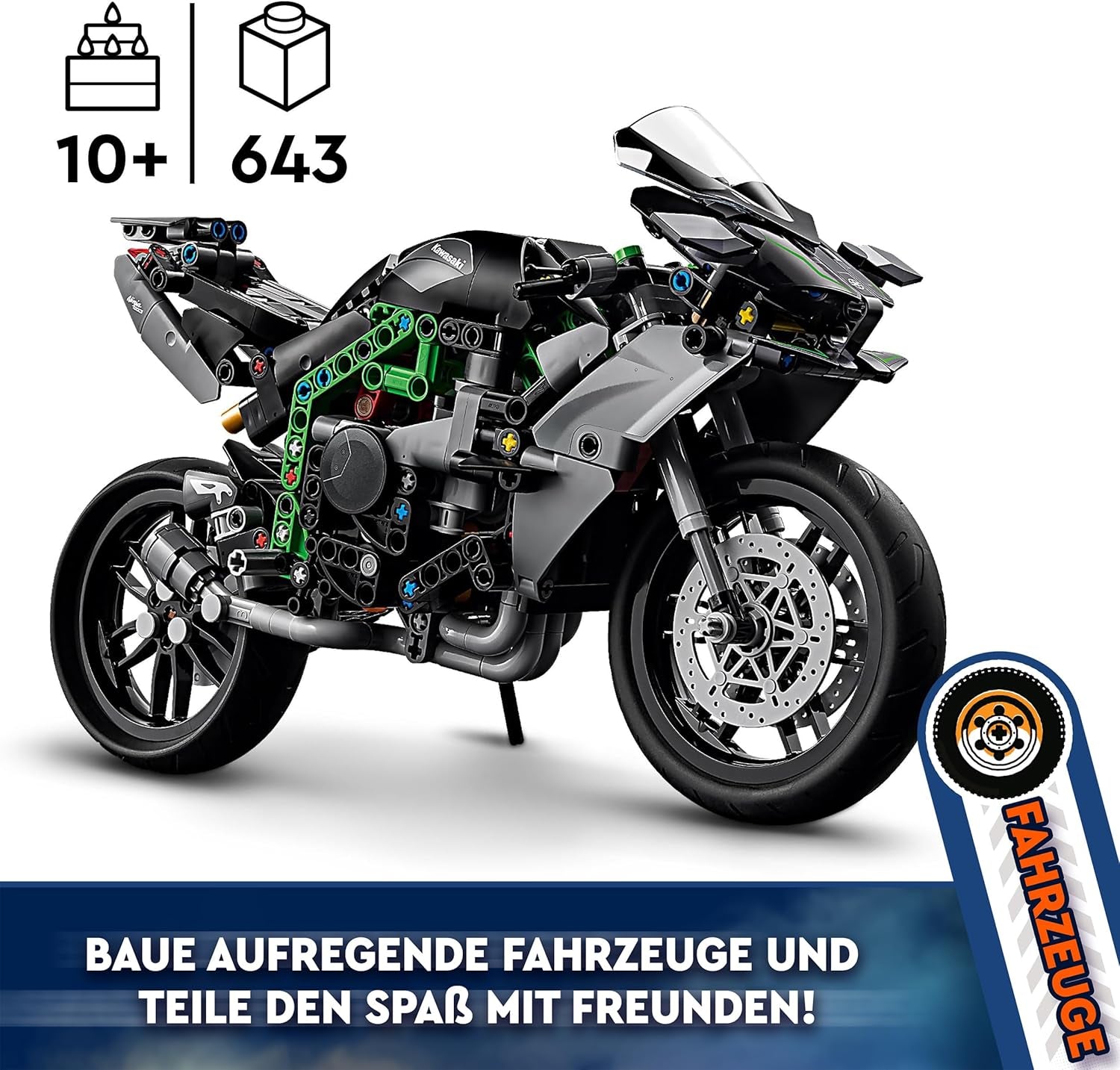 LEGO Technic Motocykl Kawasaki Ninja H2R, prezent urodzinowy dla dzieci i dorosłych, dekoracja, zabawka, model dla chłopców i dziewcząt w wieku 10+ 42170 Zestawy do budowania Besuche w sklepie LEGO