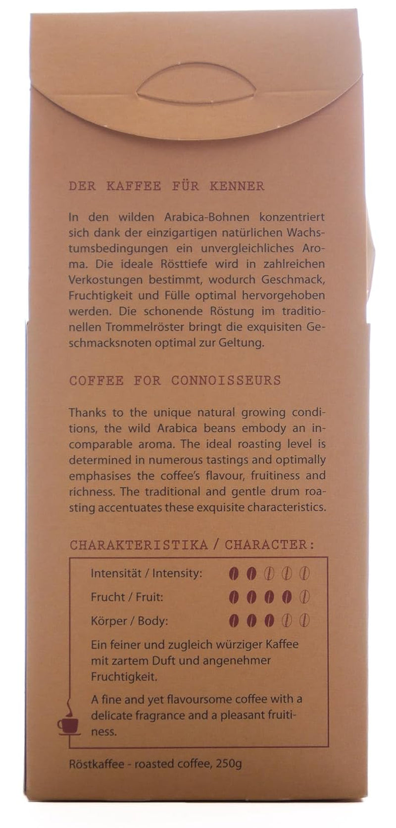 Kaffa Wild-Kaffee łagodny ganze Bohne 2er-Pack (2x 250g) bio wegańskie targi Arabica MildBohx2