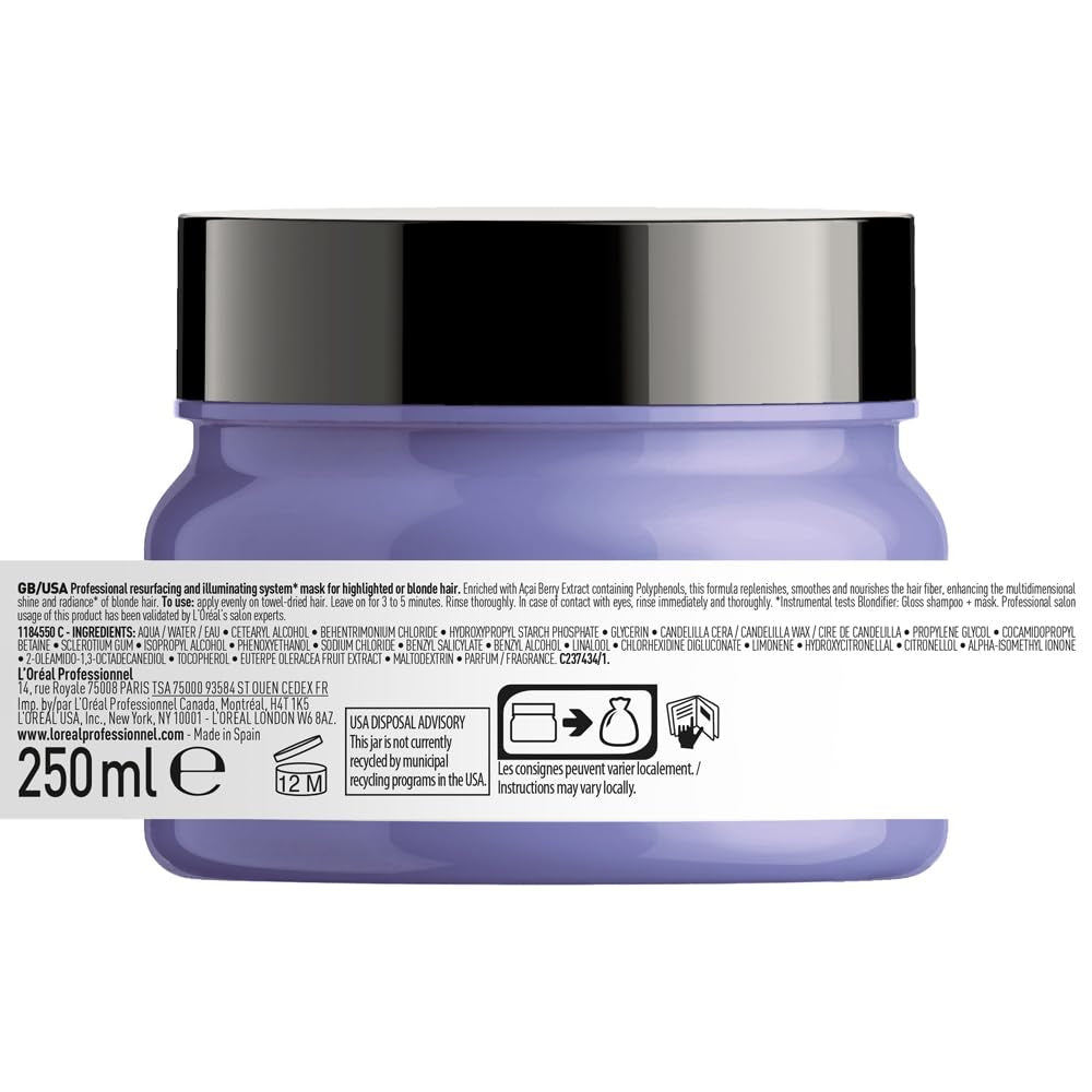 L'Oréal Professionnel | Odżywcza maska do włosów blond i rozjaśnianych, ekstrakt z owoców Açai, Serie Expert, maska do blond Maska do włosów Naty Shop