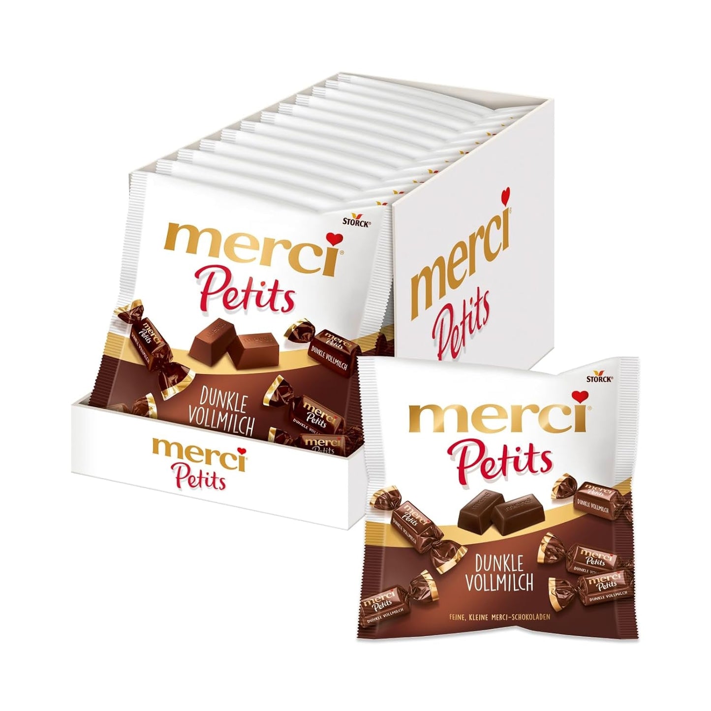 Krem kawowy Merci Petits - 12 x 125 g - Małe praliny z białej czekolady na delikatnej czekoladzie z kremem kawowym - Praliny czekoladowe pakowane pojedynczo