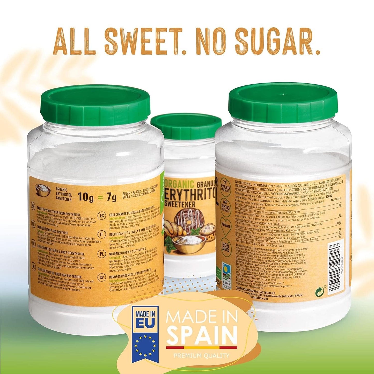 Naturalny organiczny erytrytol, 10G = 7G cukru, 1 Kg Słodzików Naty Shop