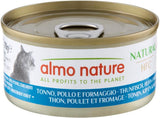 Almo Nature HFC Natural - Mokra karma dla dorosłych kotów - Tuńczyk, Kurczak i Ser - Jakość ludzka, Bezglutenowa - 6 x 70g
