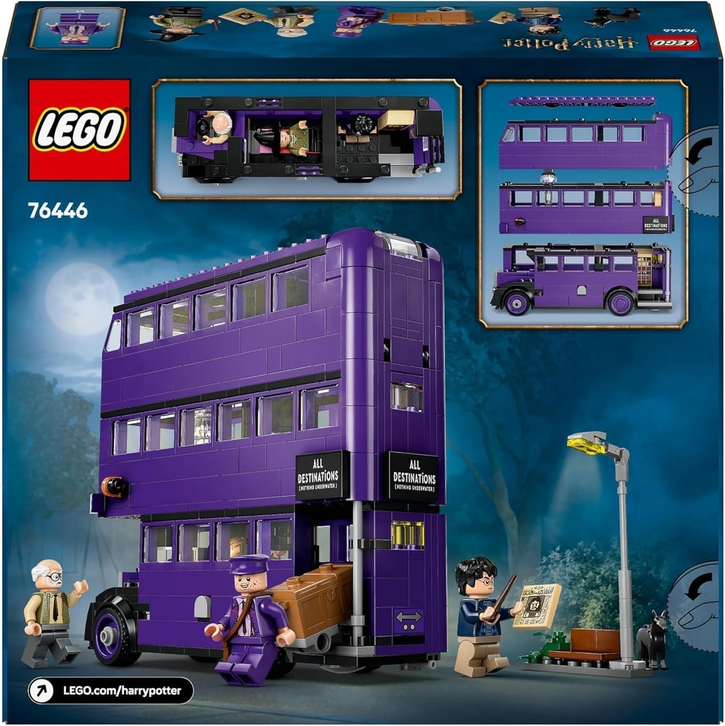 LEGO Harry Potter Przygody z podróżującym rycerzem Zestaw do budowania 5 minifigurek, w tym Ernie Prang, Stan Shunpike i autobus Łapy Zabawka dla fanów Czarodziejskiego Świata Chłopcy i dziewczęta w wieku 8 lat 76446 Zestawy do budowania Beuche den LEGO-Store