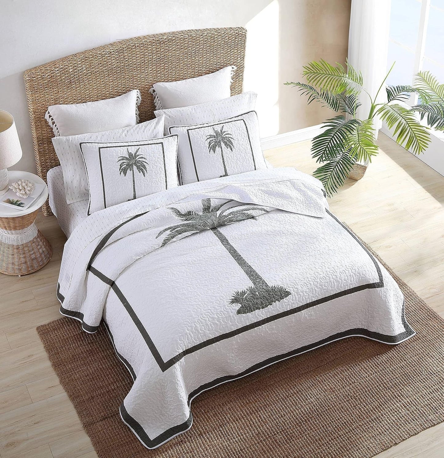 Kolekcja Tommy Bahama Palm Island | Pocieszyciel - 100% bawełna, dwustronny, miękki i oddychający, wstępnie wyprany dla dodatkowej miękkości, łóżko king size, szary Kołdry i kołdry Naty Shop