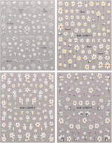 JMEOWIO 3D Nagelsticker Blumen Nail Art Naklejka Selbstklebend Nagelaufkleber 5D Stereoskopisch Sommer Frühling Blumen Dekoration Nageldesign Zubehör 4 Blatt