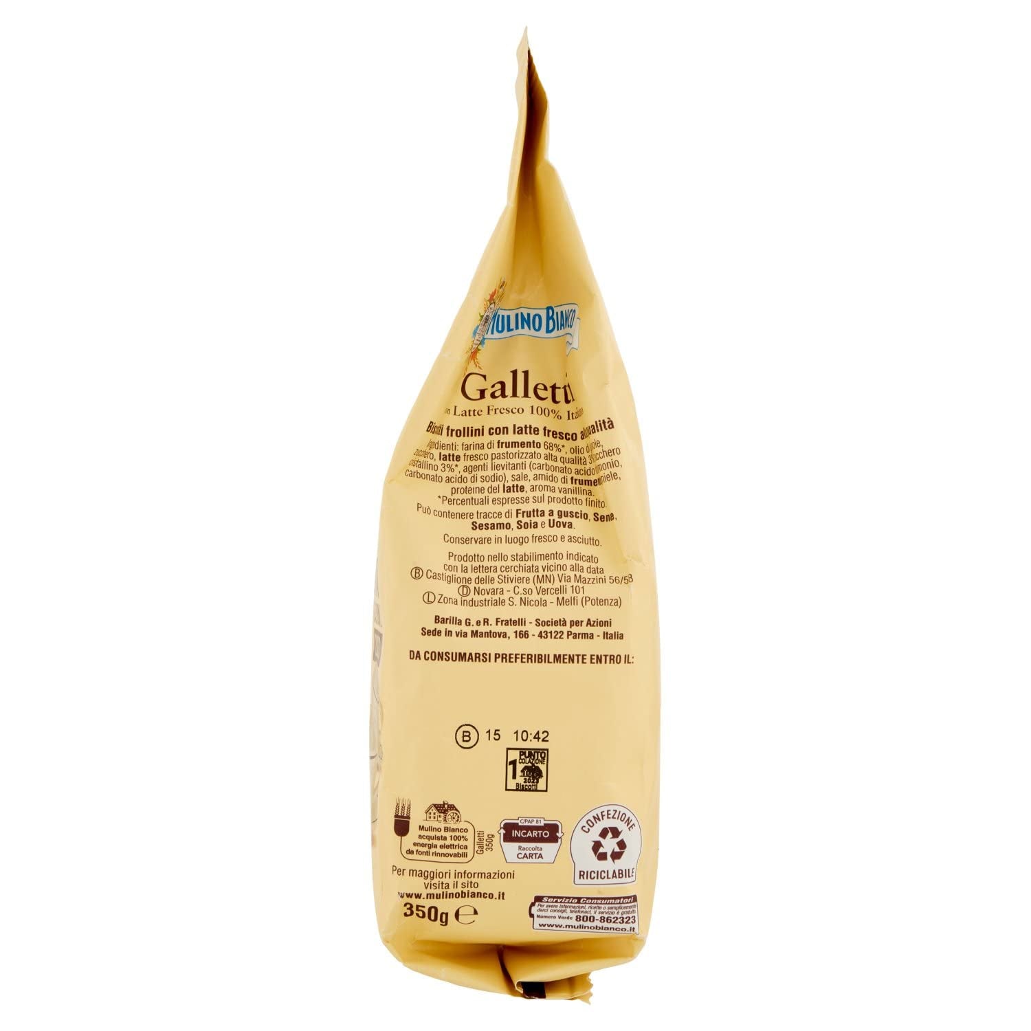 Biszkopty White Mill Frollini Galletti ze świeżym mlekiem, 100% włoskie, 350 g