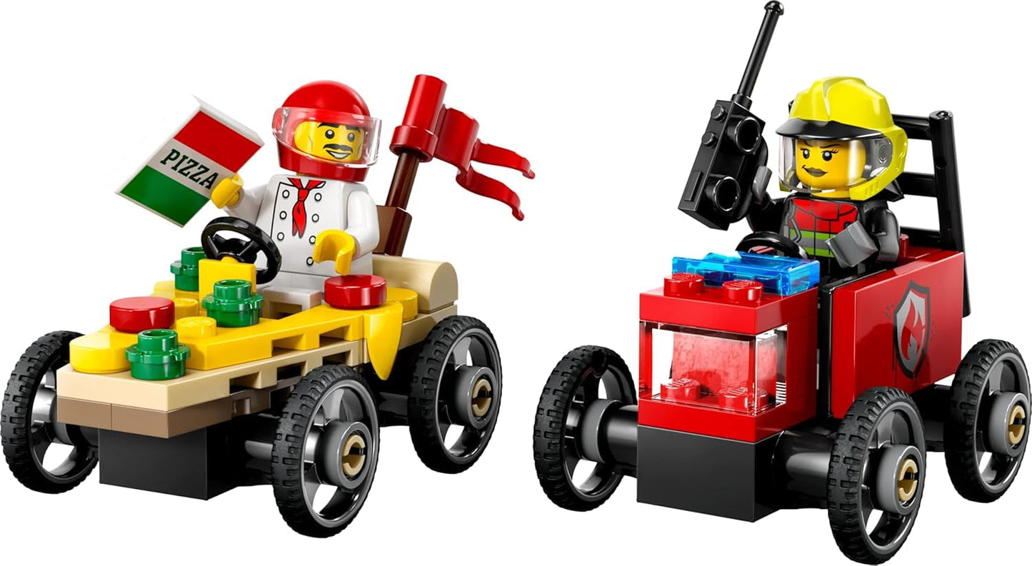 LEGO City Furgonetka dostawcza pizzy kontra. Pizza Truck — Mydelniczka dla dziewcząt i chłopców od 5 lat — Zestaw do budowania z 2 minifigurkami kierowców — Prezent urodzinowy i świąteczny 60458 Zestawy do budowania Besuche den LEGO-Store
