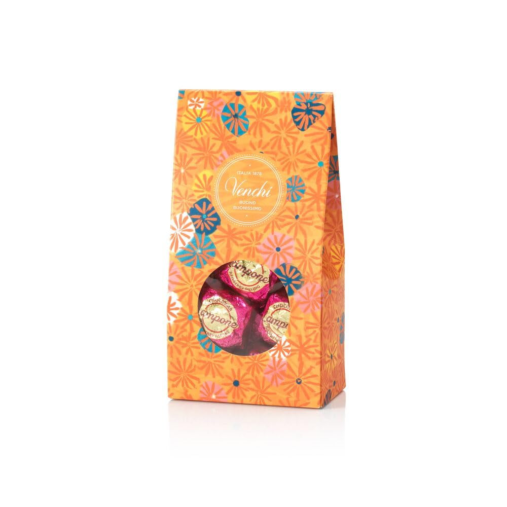 Venchi - Pudełko prezentowe z pralinkami Murrine Chocolate Raspberry, ciemna czekolada, 288g, bezglutenowe, bez sztucznych barwników, bez konserwantów - idealny pomysł na prezent