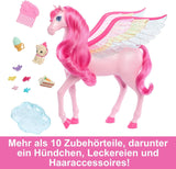 Barbie Ukryty Magiczny Pegaz - interaktywna zabawka ze światłami i dźwiękami, 10 akcesoriów, tęczowe skrzydełka, dla dzieci od 3 lat, HLC41 Naty Shop Dolls