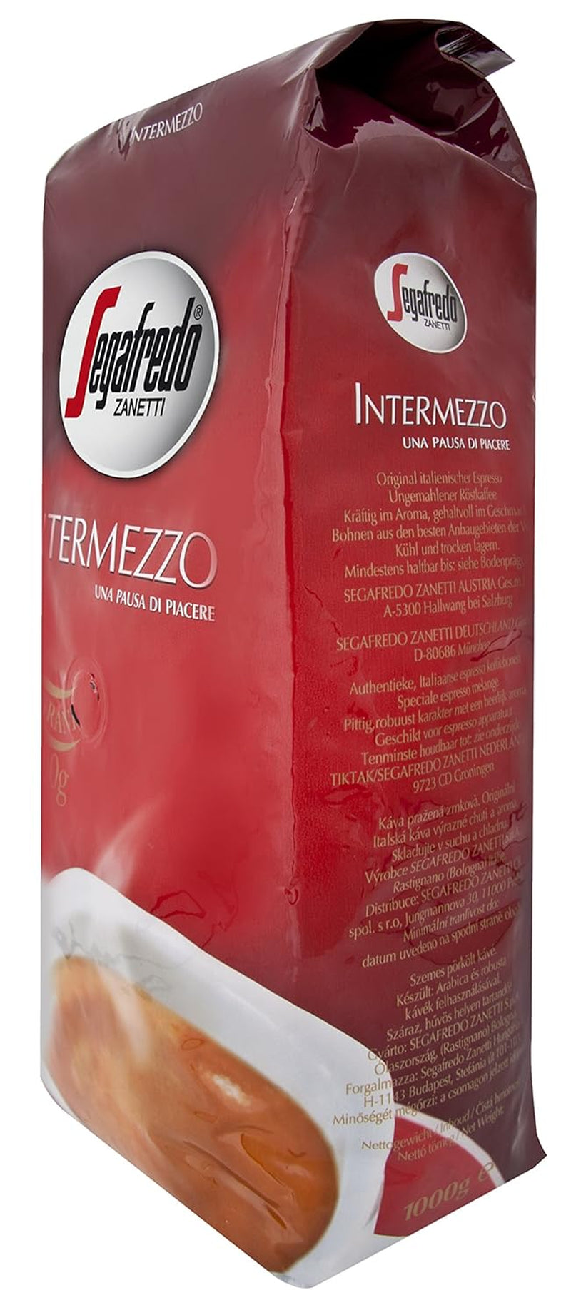 Segafredo Zanetti Intermezzo - Całe ziarna (opakowanie 1 kg) - Geeignet für alle italienschen Kaffeespezialitäten - Kaffeebohnen mit mitteller Röstung, stark und vollmundig im Gesmack
