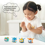 Super Wings Super Zwierzęta 4 szt. Shine, Golden Boy, Jerome, Ellie Przełączany wyraz twarzy Efekt błyskawicy Przenośna zabawka dla 3 4 5 6 7 8 lat Chłopiec Dziewczyna 2 cale Figurki Naty Shop