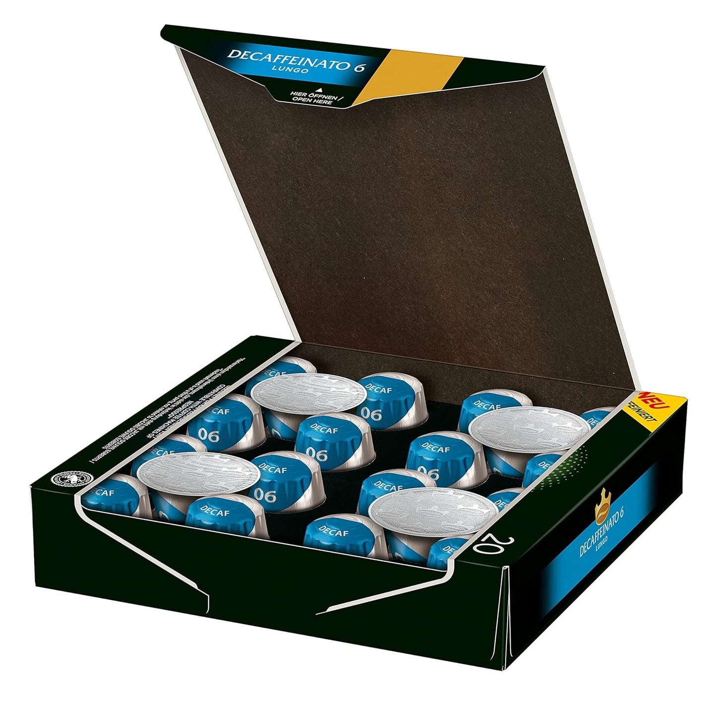 Jacobs Kaffeekapseln Lungo Decaffeinato - Intensität 6, 10 sztuk, 10 x 20 Getränke & Kaffeekapseln Lungo Intenso, Intensität 8 z 12, 200 Kapseln kompatybilnych z Nespresso®*, 10 x 20 Getränke