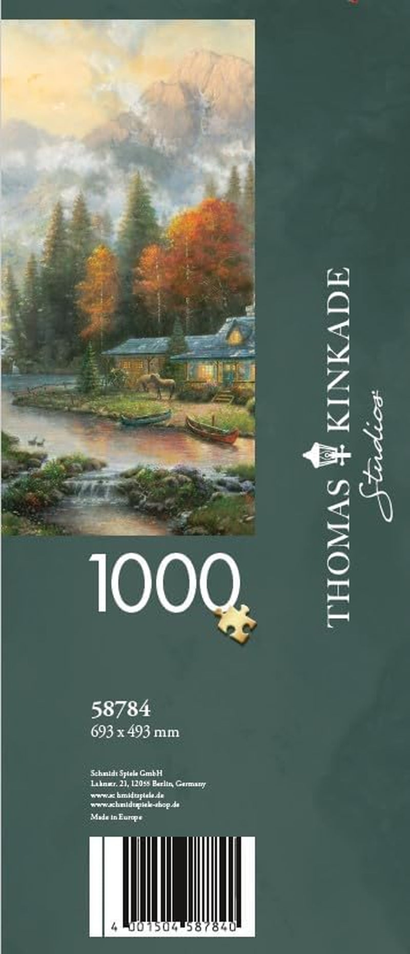 Schmidt Spiele 58784 Thomas Kinkade, Wieczór nad jesiennym jeziorem, układanka 1000 elementów, kolorowe Puzzle Naty Shop