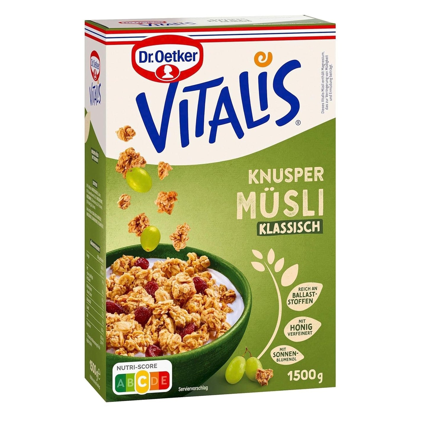 Dr. Oetker Vitalis Crunchy Honeys: Miodowe chrupiące musli na śniadanie i przekąski, 5 opakowań (5 x 600g)