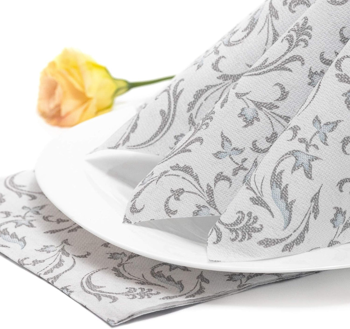 Papstar, 50 serwetek „ROYAL Collection” 1/4-krotnie 40 cm x 40 cm szare „Damascato”, #85005