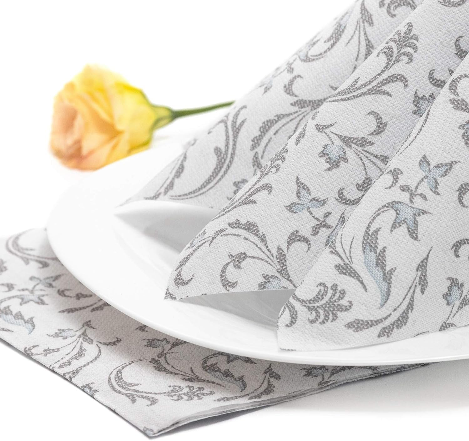 Papstar, 50 serwetek „ROYAL Collection” 1/4-krotnie 40 cm x 40 cm szare „Damascato”, #85005