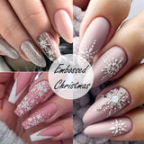 4 Blatt 3D Nagelsticker Weihnachten Nagelaufkleber Boże Narodzenie 5D Stereoskopisch Selbstklebend Schneeflocke Schneemann Nail Art Naklejka Dekoracja Nageldesign Zubehör