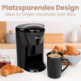 Ekspres do kawy Clatronic® na 1 filiżankę | Idealny ekspres dla singli | Ekspres do kawy z filtrem i filiżanką ceramiczną | Mały ekspres do kawy z filtrem, idealny w podróży | KA 3356