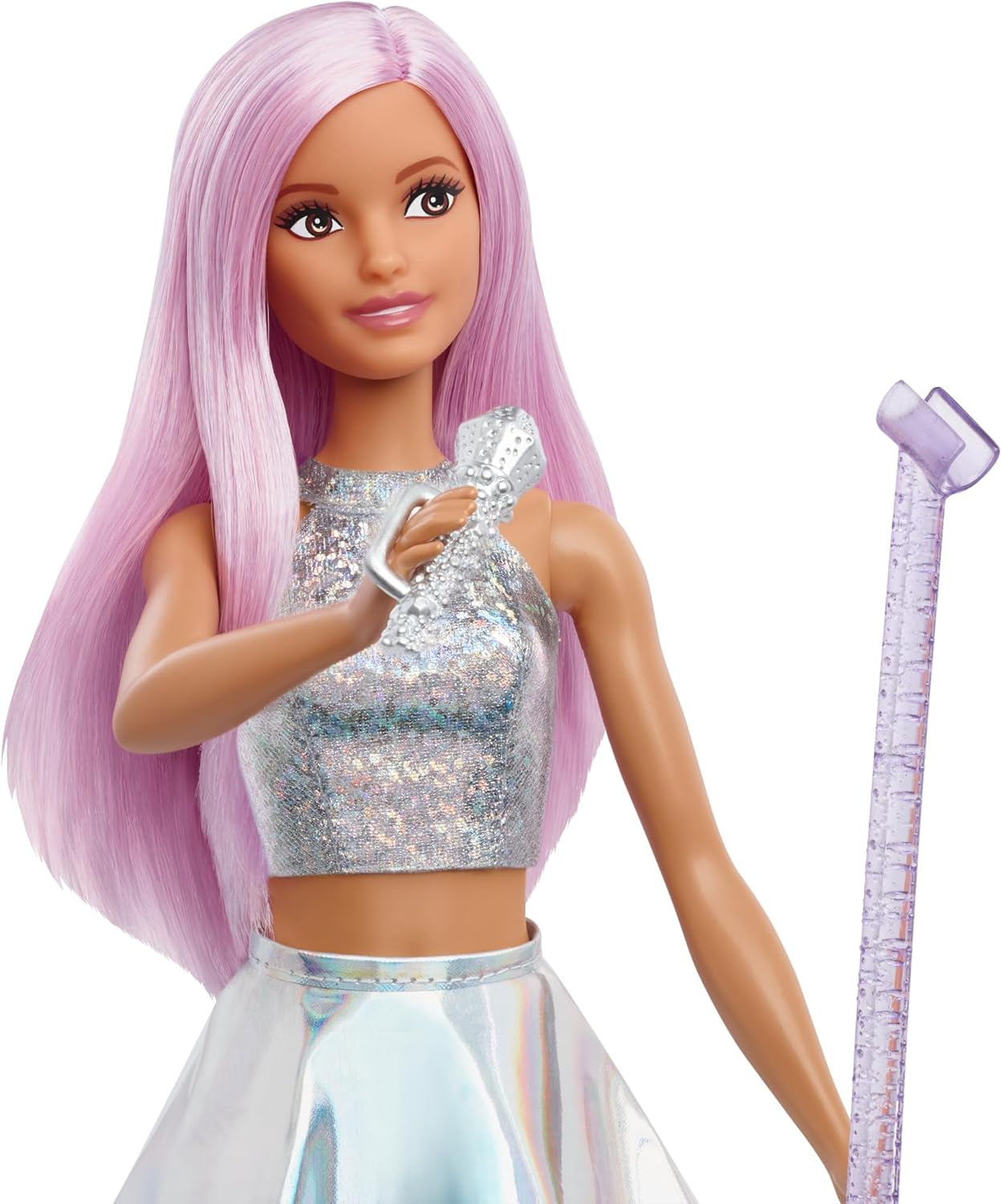 Lalka Barbie Pop Star ubrana w błyszczącą spódnicę z mikrofonem i różowymi włosami Prezent dla dzieci w wieku 3–7 lat JCW42 Olśniewające lalki Naty Shop