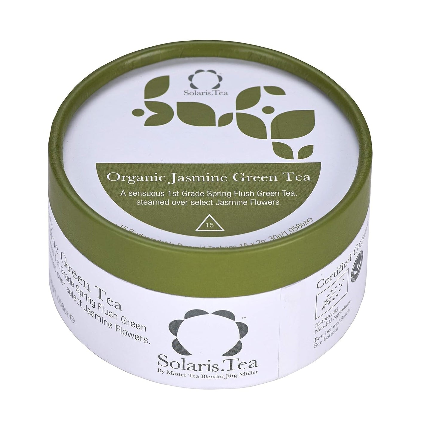 Organiczna zielona herbata jaśminowa 15 jedwabnych torebek z herbatą 1 opakowanie (1 x 30 g)