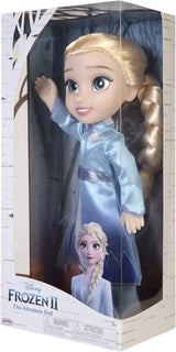 Disney Frozen 2 Elsa Travel Doll, 35-centymetrowa lalka z kultową sukienką inspirowaną filmem, butami i długimi warkoczami zapewniającymi dodatkową zabawę podczas zabawy, dla dziewczynek w wieku 3 lat i starszych