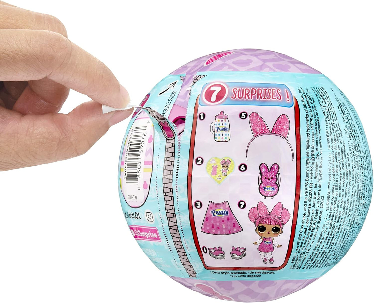 KUPA ŚMIECHU. Niespodzianka! Loves Mini Sweets Peeps - Cute Bunny - Limitierte Auflage mit Frühlingsthema - Sammlerpuppe mit 7 Überraschungen - Für Mädchen, Jungen und Sammler ab 4 Jahren