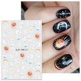 Jmeowio Nagelsticker Mond Stern Sonne 9 Blatt Nail Art Naklejka Selbstklebend Nagelaufkleber Bunte Dekoration Nageldesign Zubehör