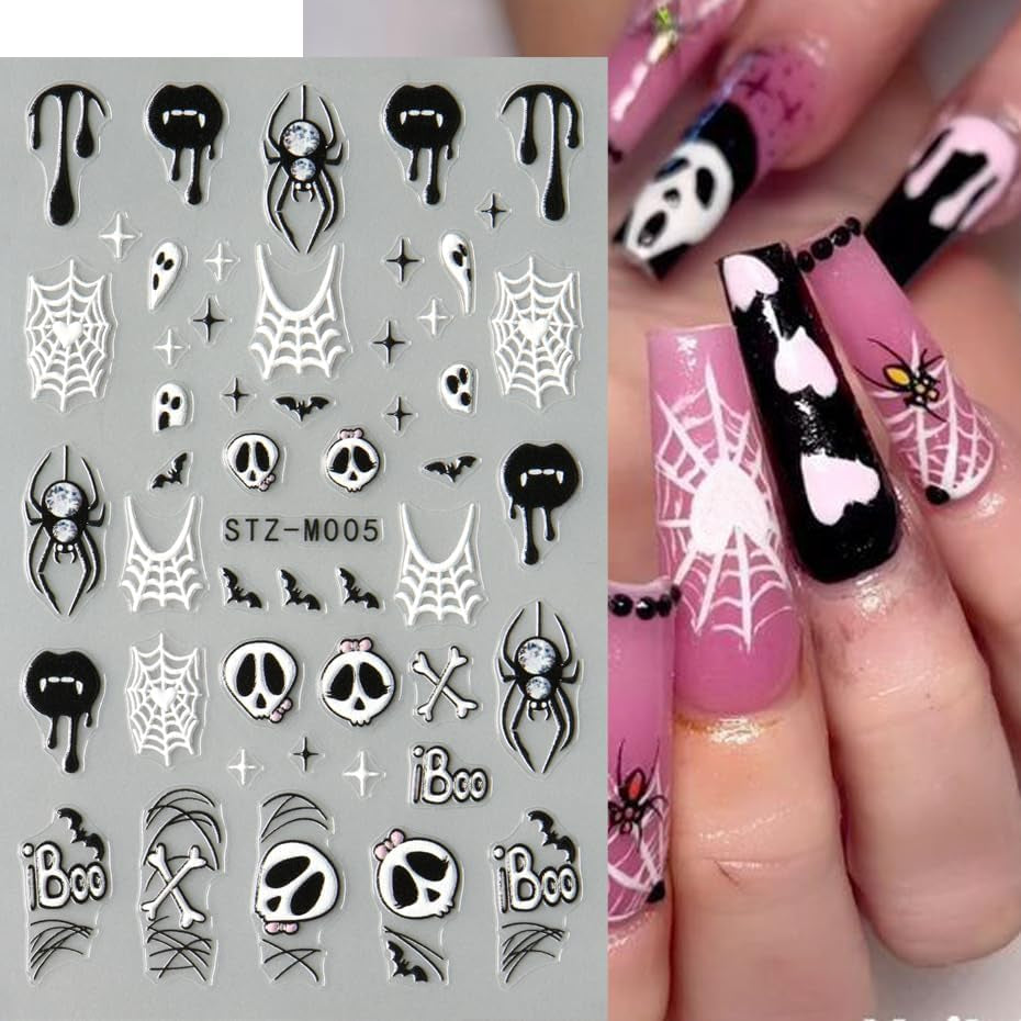 JMEOWIO Nagelsticker Halloween 6 Blatt Nail Art Naklejka Selbstklebend Nagelaufkleber Dekoration Nageldesign Zubehör
