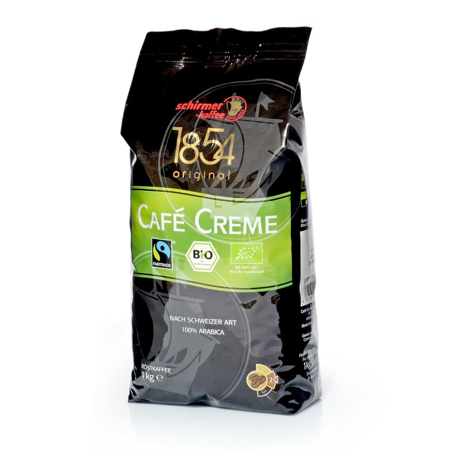 Kawa Fairtrade Cafe Creme, całe ziarna, kawa ziarnista, opakowanie 8 szt., 8 x 1000 g