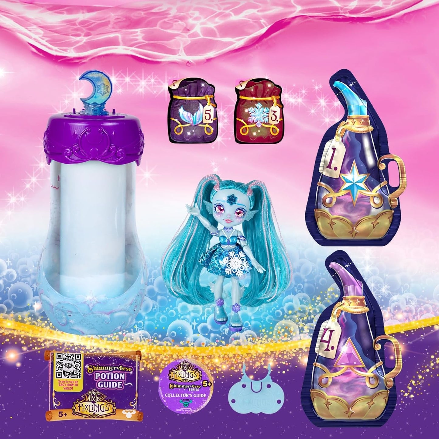 Magiczne lalki Pixlings, 4 różne lalki - 2 nowości - 15 cm modna lalka - magiczne mikstury - tajemnicza mikstura (MG101000)