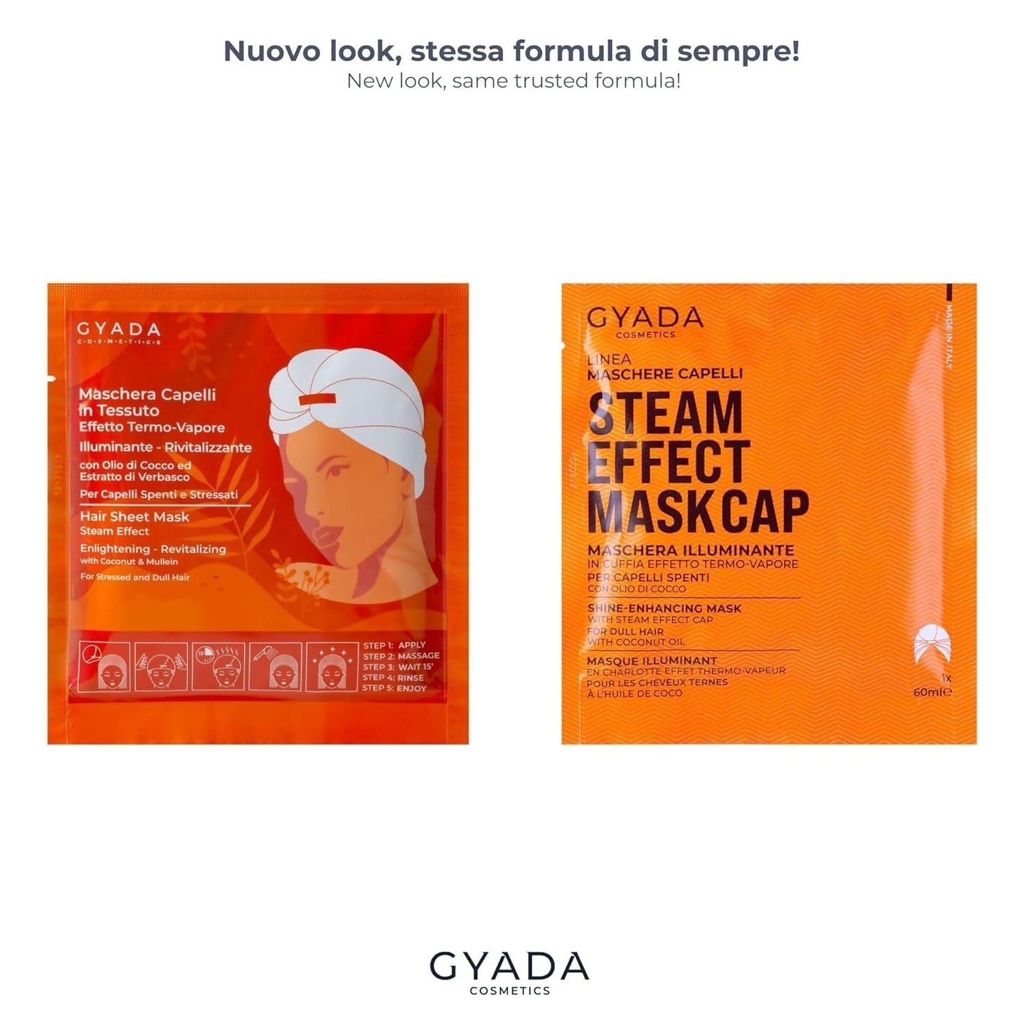 GYADA COSMETICS, maska do włosów z lekkiego i rewitalizującego materiału, nadaje połysk i miękkość, działanie odżywcze i naprawcze, z czepkiem termicznym, na bazie oleju kokosowego i awokado, maska do włosów Naty Shop 60 ml