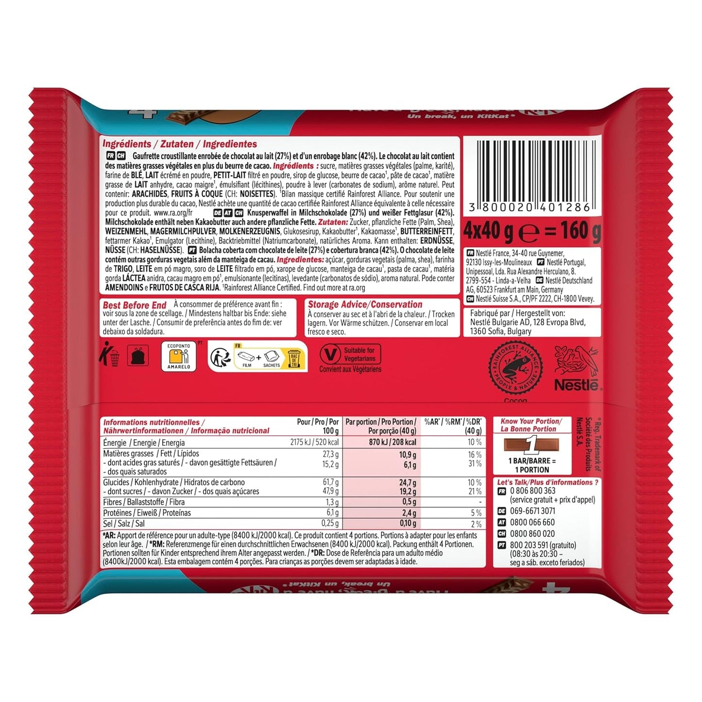 Nestlé Chunky Funky Crispy Wafel w mlecznej czekoladzie, opakowanie zbiorcze 2 opakowania (4 x 40 g każdy)