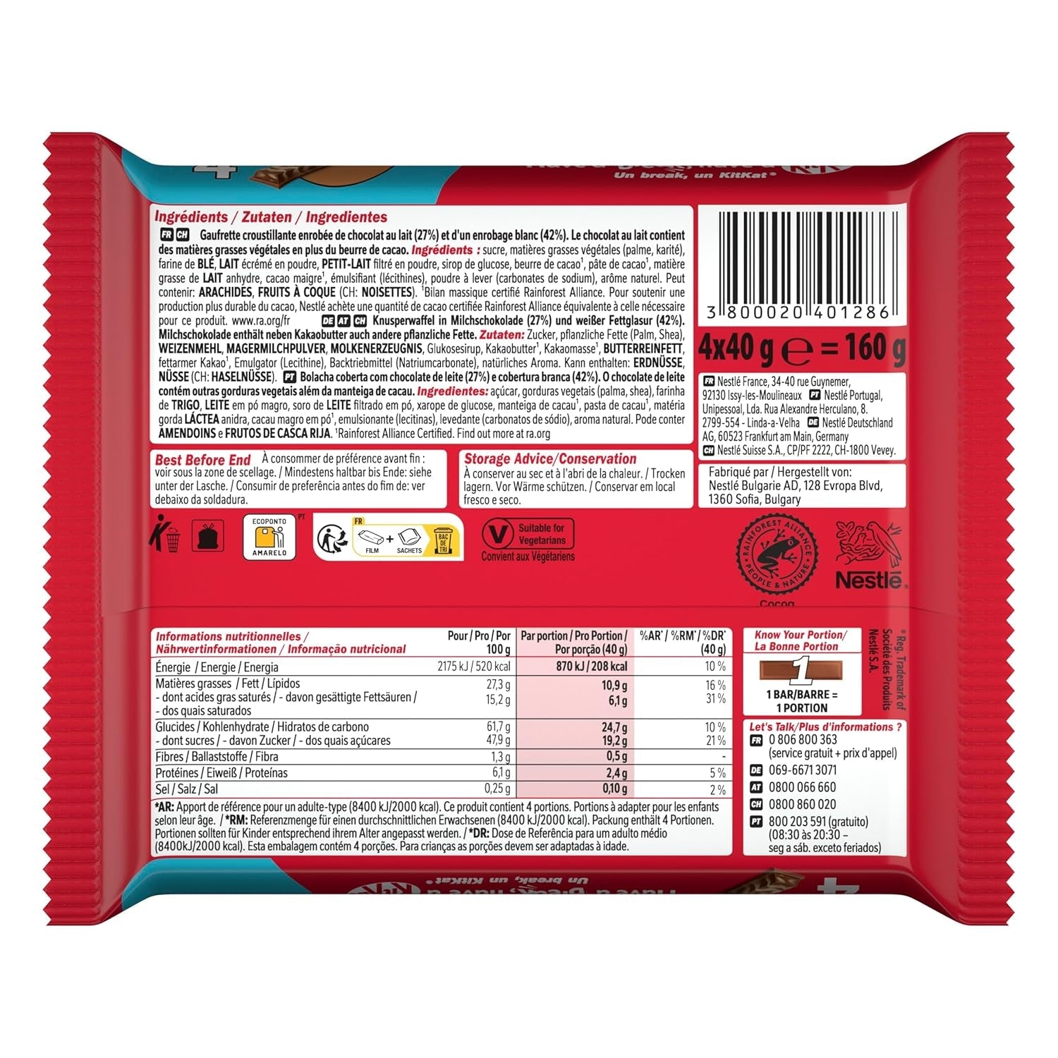 Nestlé Chunky Funky Crispy Wafel w mlecznej czekoladzie, opakowanie zbiorcze 2 opakowania (4 x 40 g każdy)