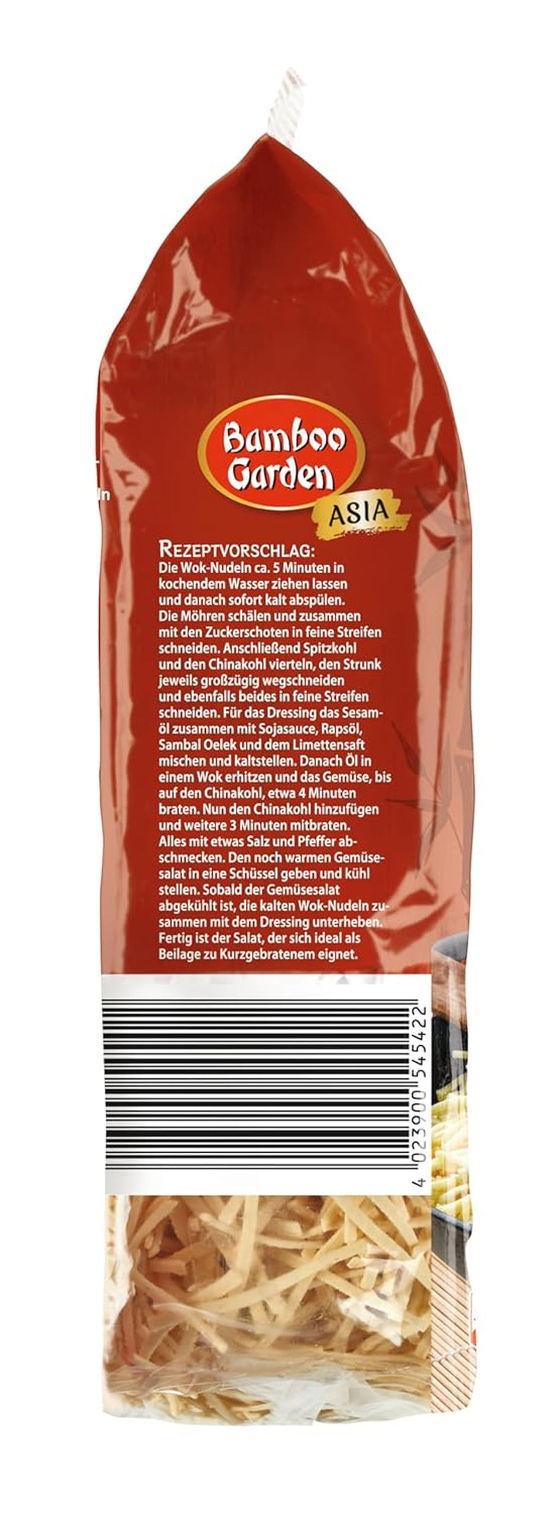 Ogród Bambusowy - Makaron Wok | Makaron błyskawiczny z jajkiem | Wymieszaj, nie jest wymagane wstępne gotowanie | Do azjatyckich dań z woka | 250 g w worku