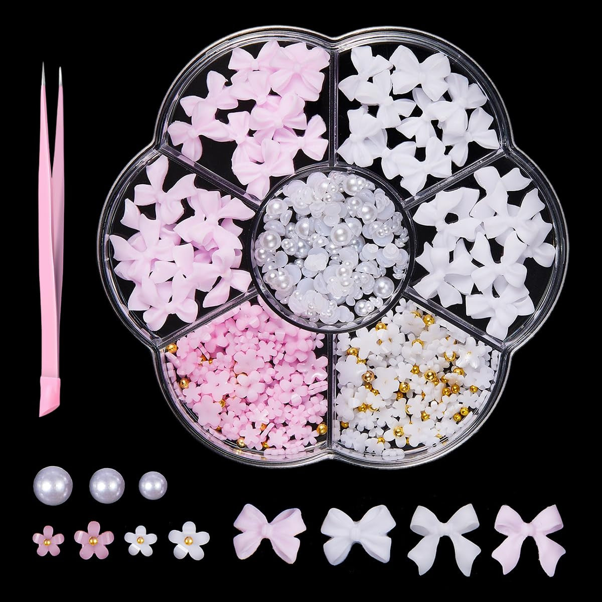GZMAYUEN 920 szt. Złoto srebro Flatback Perlen Für Nägel, Halbrunde Weiße Beige Nail Perlen, Kleine Halbrunde Flatback Perlen Für DIY Nail Art Decor