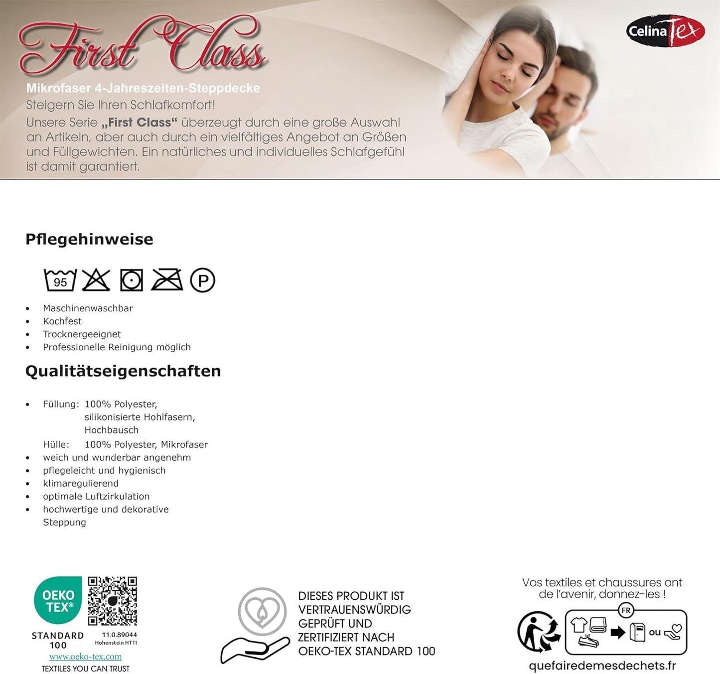 Kołdra Celinatex First Class 4 pory roku 140 X 200 cm kołdra zimowa letnia oddychająca Kołdry i kołdry Naty Shop