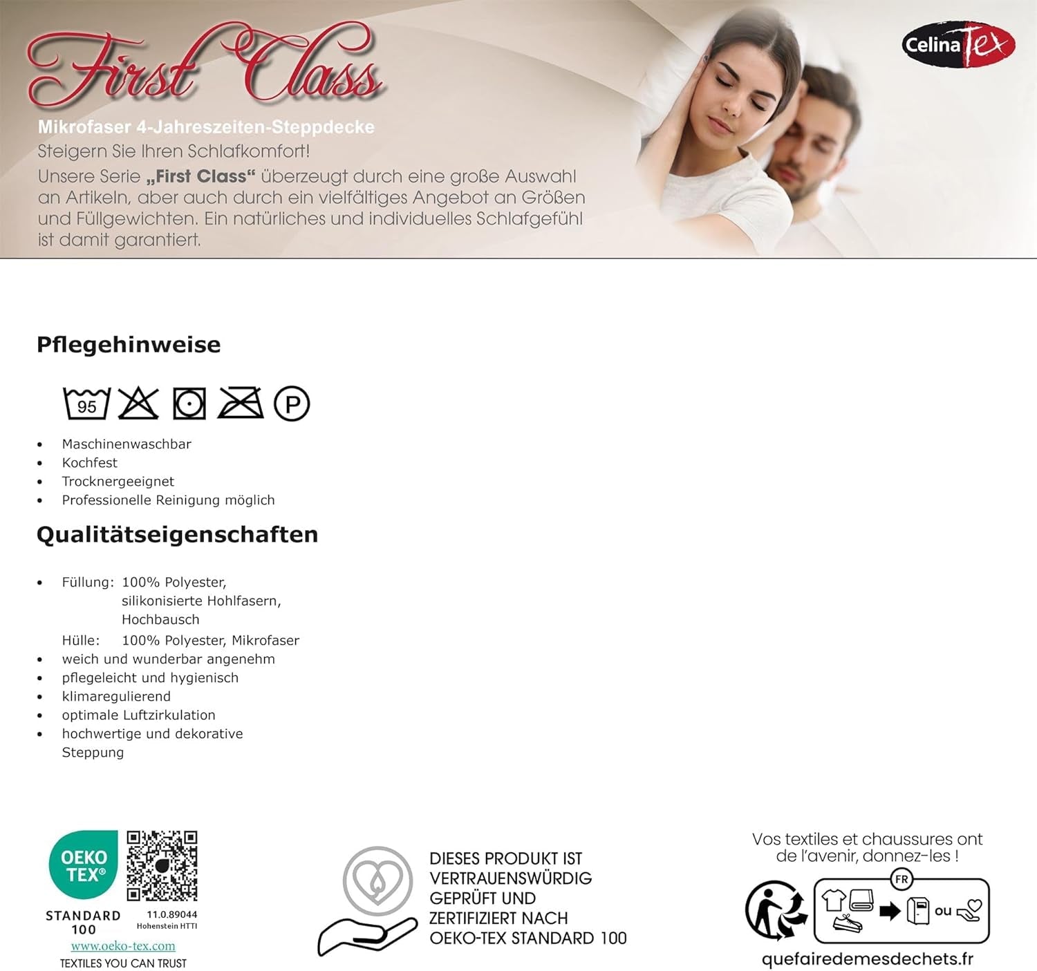 Kołdra Celinatex First Class 4 pory roku 140 X 200 cm kołdra zimowa letnia oddychająca Kołdry i kołdry Naty Shop