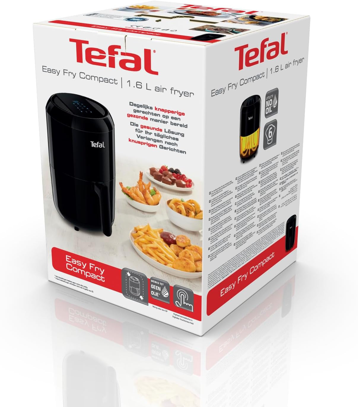 Tefal EY3018 Easy Fry Kompaktowa frytkownica na gorące powietrze, 1,6 l, 6 programów gotowania Sprzęt AGD Naty Shop