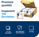 Tork Linstyle białe serwetki stołowe, złożone w 1/4, 19,5 × 19,5 cm, 14 serwetek o średnicy 50, 509410