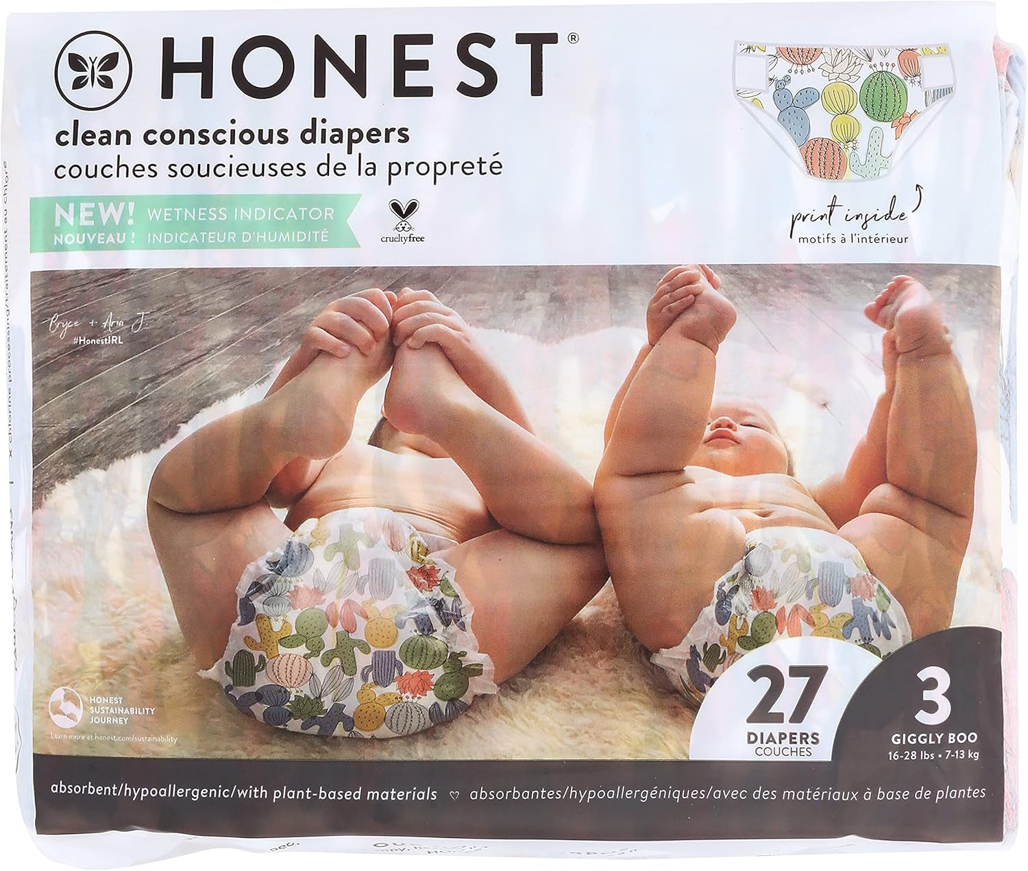 – Ekologiczne i wysokiej jakości pieluszki jednorazowe Pandy rozm. 3 (7,3–12,7 kg), 27 sztuk